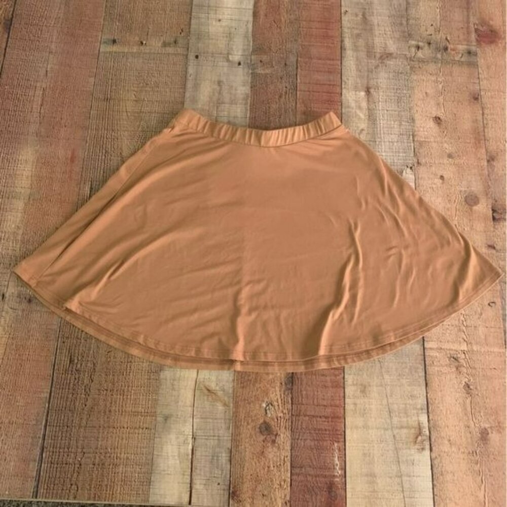 Lemon drop womens stretch knit mini skater skirt in tan in XS